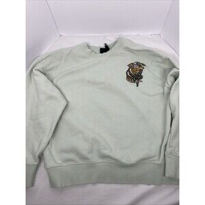 H&M Men’s Medium Relaxed Fit Pullover Mint Green Tiger Snake Graphic 100% Cotton